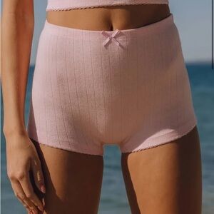 Daily Drills Pointelle Boy Shorts with Trim in Light Pink